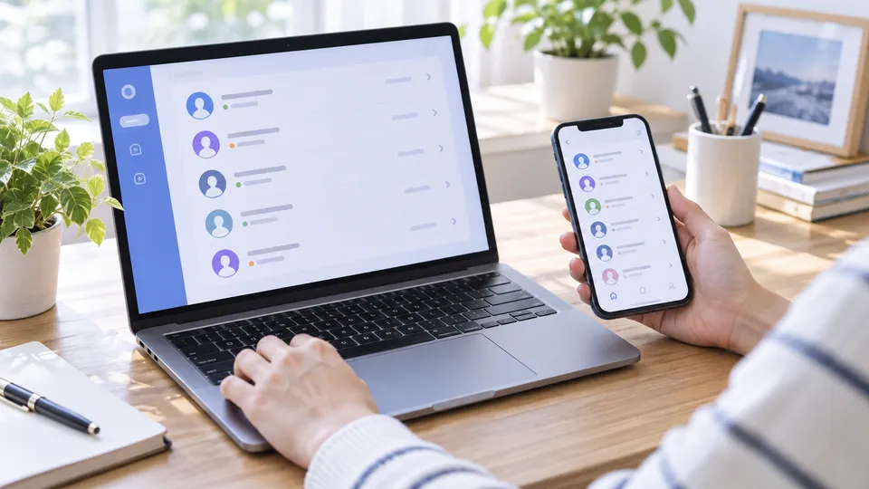 パソコンとスマートフォンでブロックしたアカウントの一覧を確認する場面