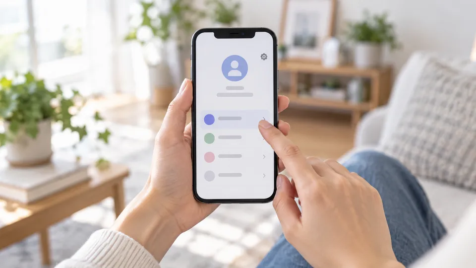 スマートフォンのプロフィール設定からアカウント一覧を探す手元