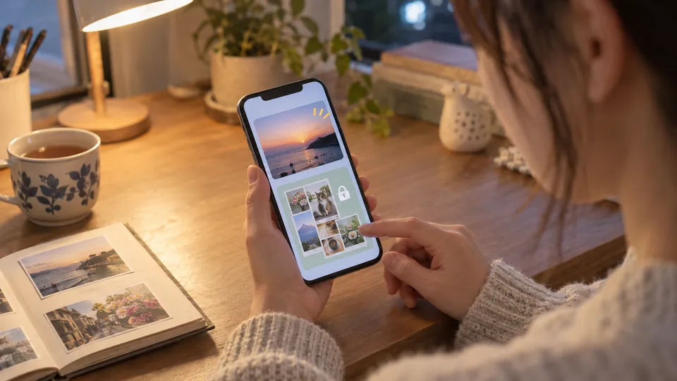 再共有後に当日の投稿と思い出を別々に確認するスマートフォンのイメージ