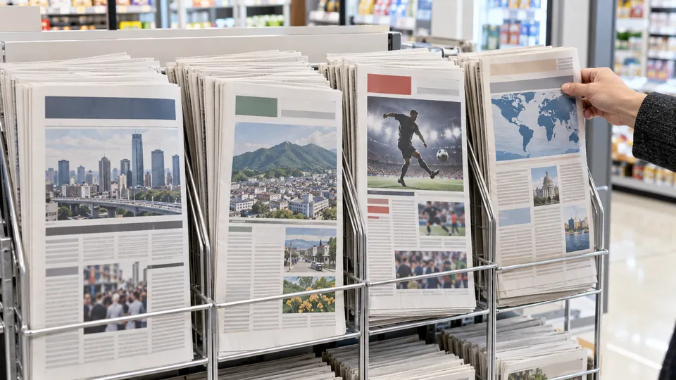 全国紙と地方紙とスポーツ紙を用途別に見比べる新聞ラック