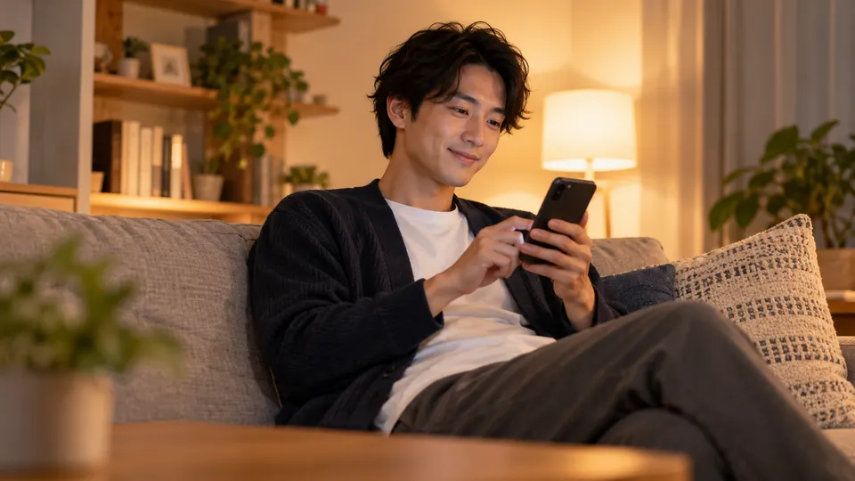 帰宅後にスマートフォンで短いお礼を送る人